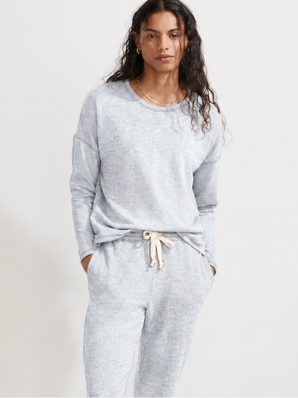 Madewell Women’s Superbrushed Easygoing Sweatshirt in Light Gray Size Large